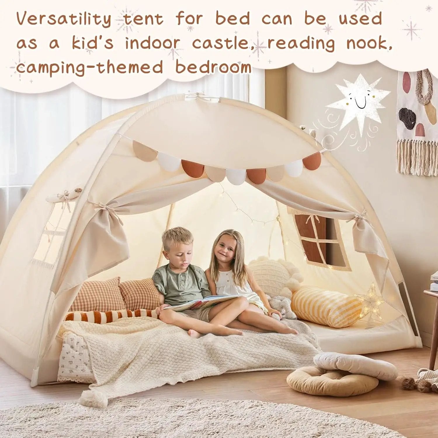 Full Size Bed Canopy Tent Blackout Polyester Cotton from PriceLows™