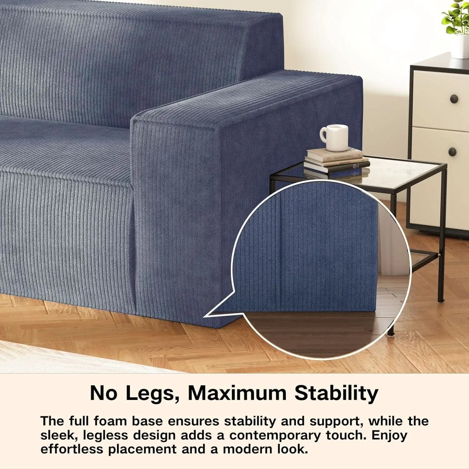 Sofa In A Box Memory Foam 3 Seater Grey Corduroy Fabric from PriceLows™