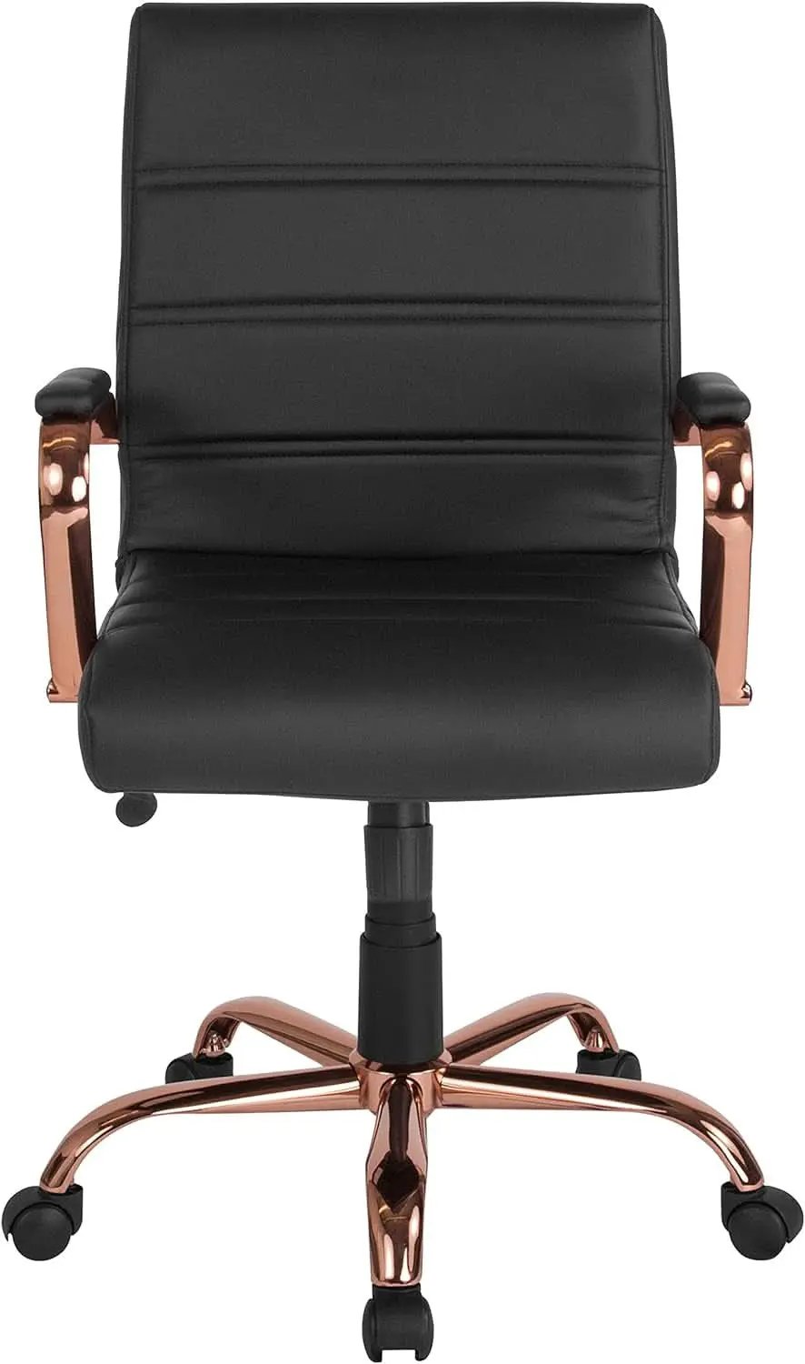 Whitney Mid Back LeatherSoft Desk Chair With Adjustable Height Black Rose Gold from PriceLows™