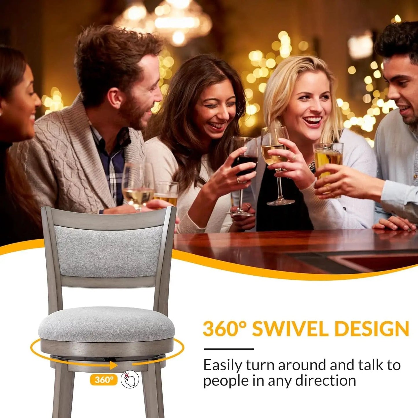 High Back Swivel Bar Stools Set of Two from PriceLows™