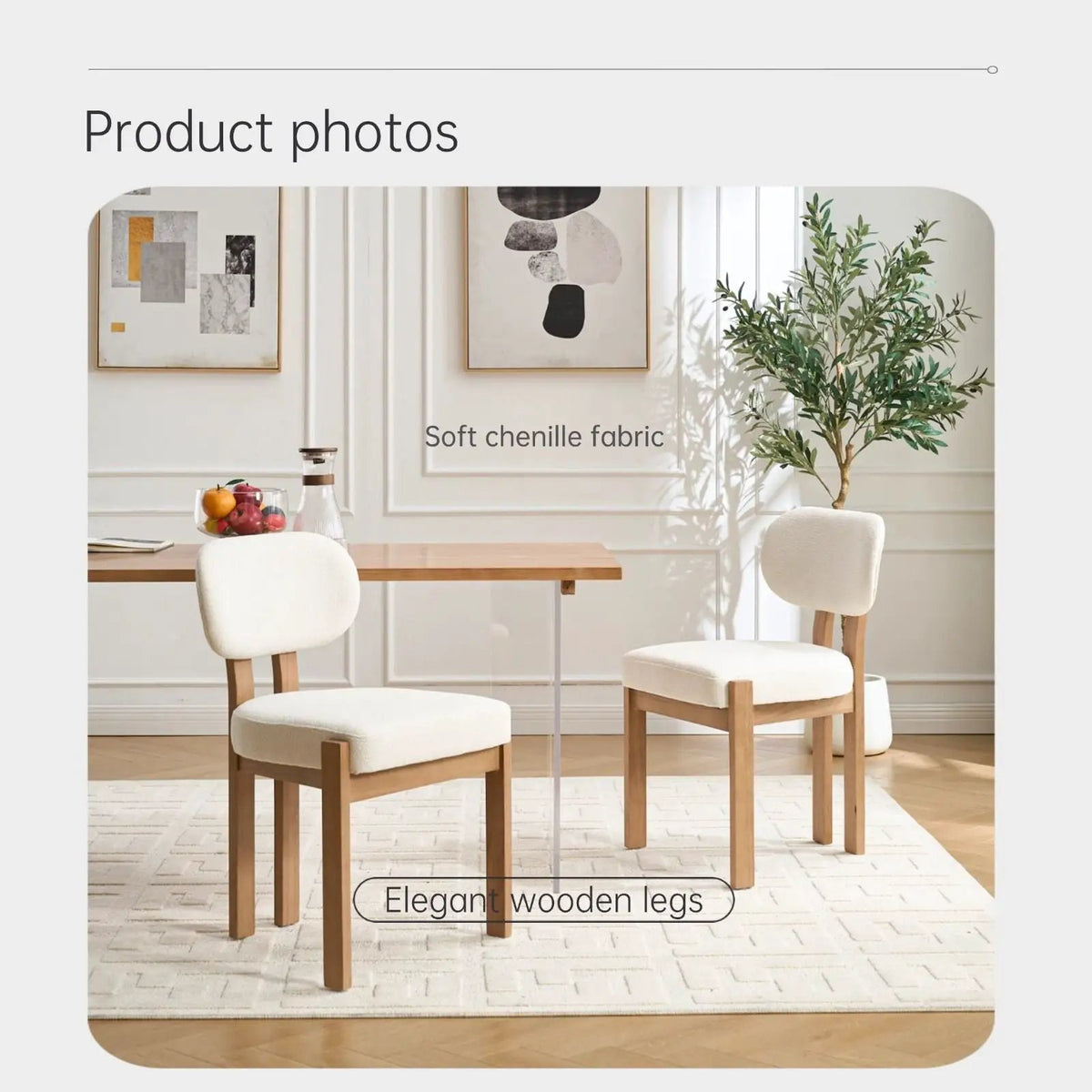 Ergonomic Dining Chairs | Set Of 2 | Wingback Design | Adjustable Feet