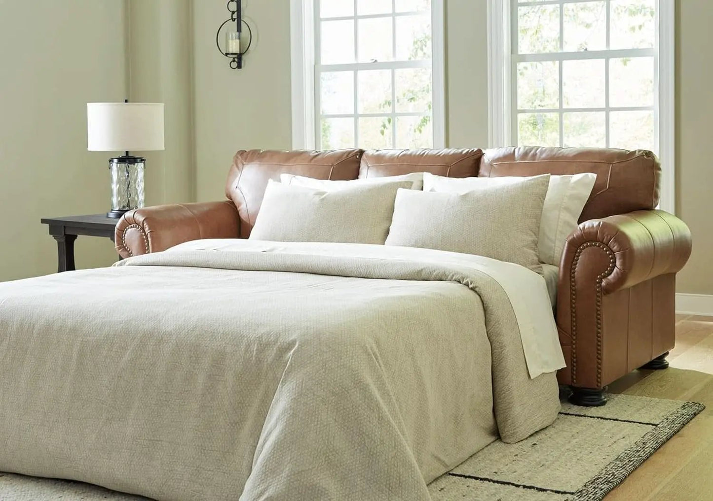 Exquisite Leather Sleeper Sofa Queen Dark Chocolate from PriceLows™