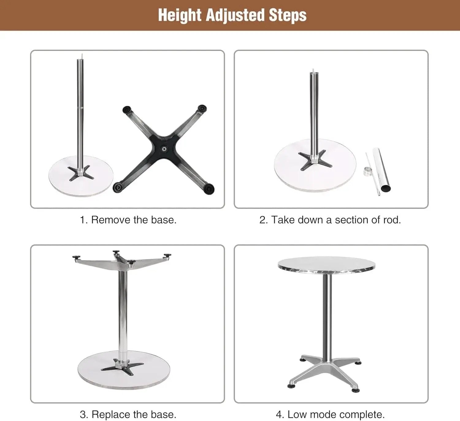 24 Inch Folding Pub Table With Black Height Adjustable from PriceLows™