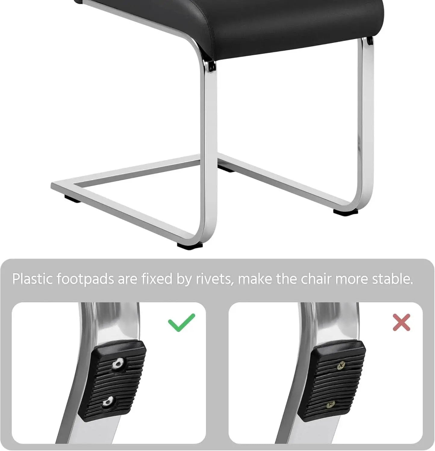 Leather Upholstered Dining Chairs Set Of 2 With Metal Legs Black from PriceLows™