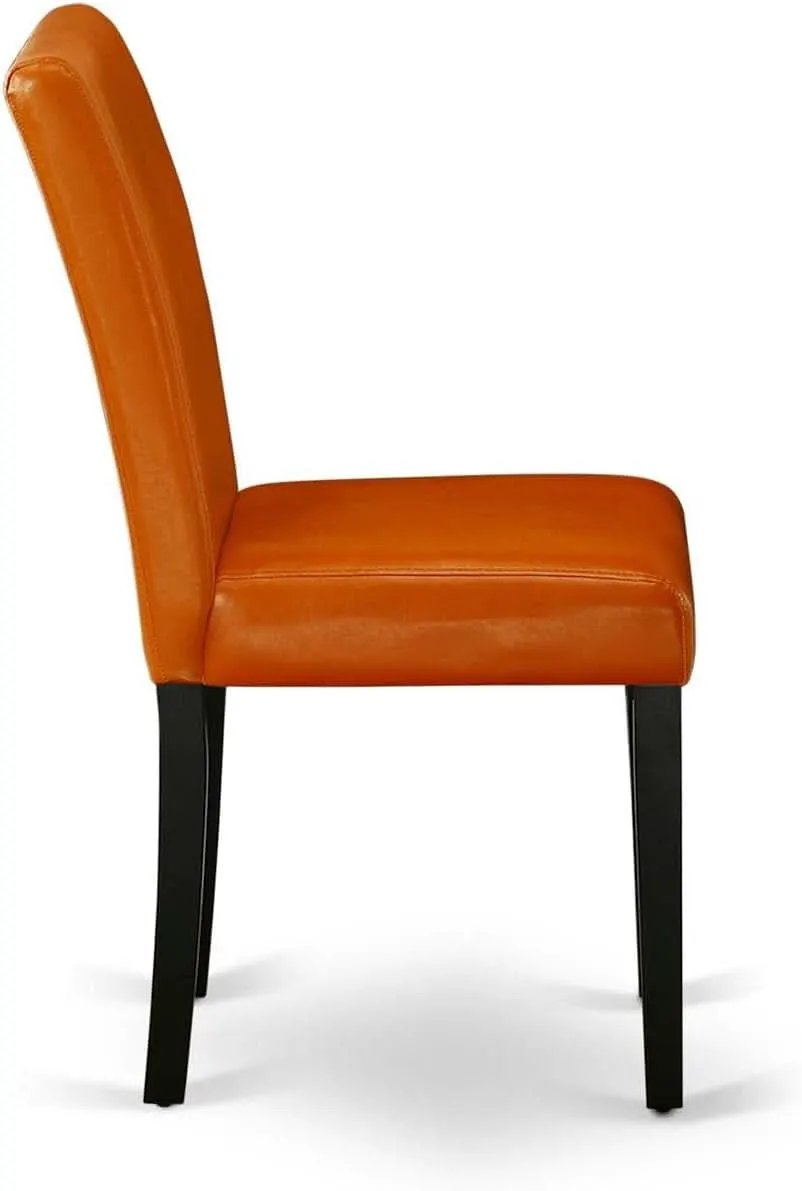 Parson Dining Chairs Black Faux Leather Upholstered Set Of 2 from PriceLows™