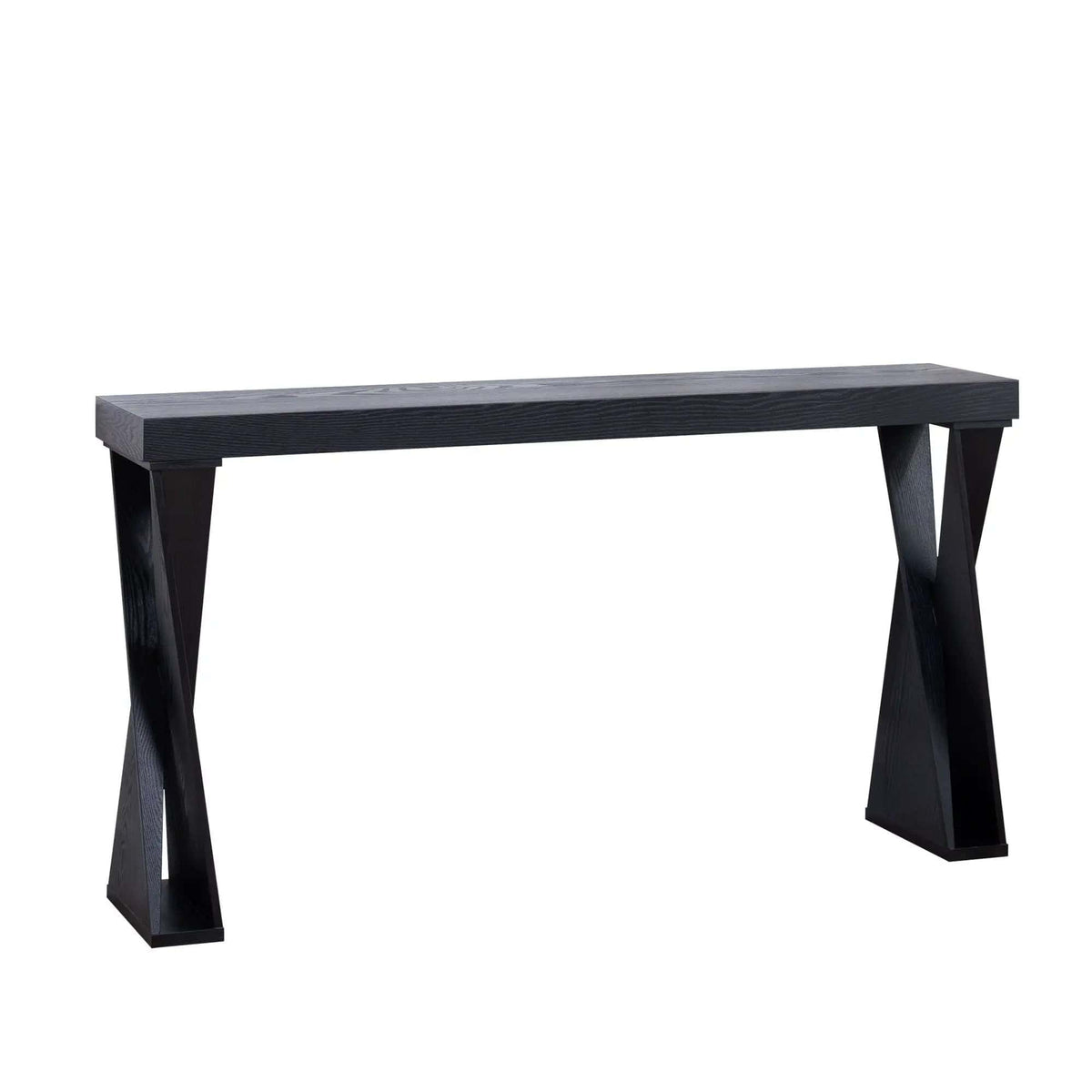 Console Table With Crossed Legs For Hallway - | 58.3 x 11.8 x 31 in | Wood | Black