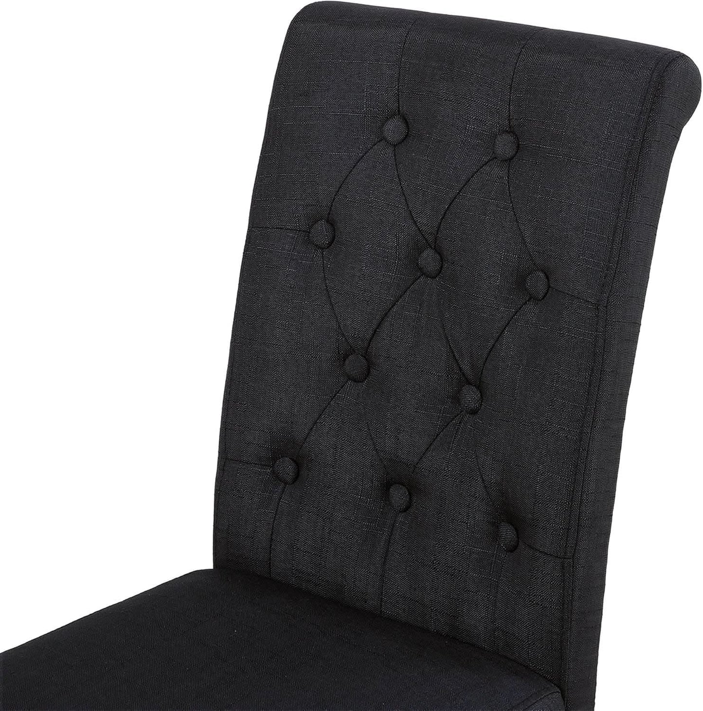 Two Upholstered Fabric Dining Chairs Button Tufting Black from PriceLows™