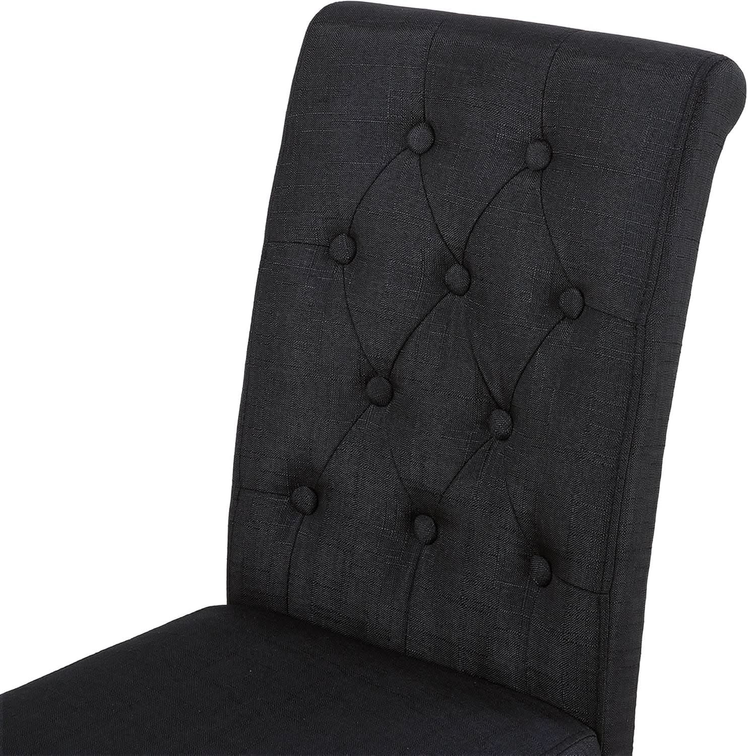 Two Upholstered Fabric Dining Chairs Button Tufting Black from PriceLows™