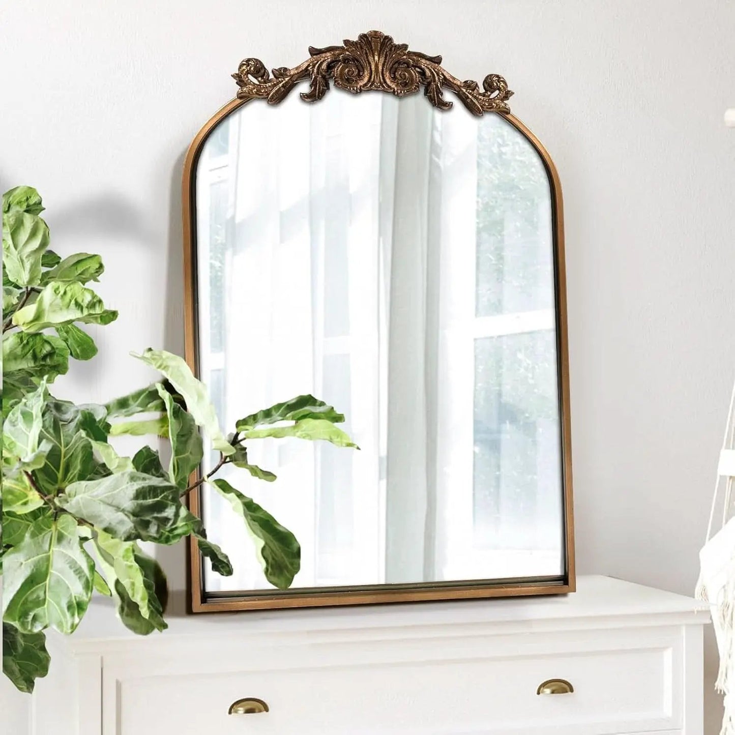 Antique Gold Baroque Arched Wall Mirror 19x27 Decor from PriceLows™