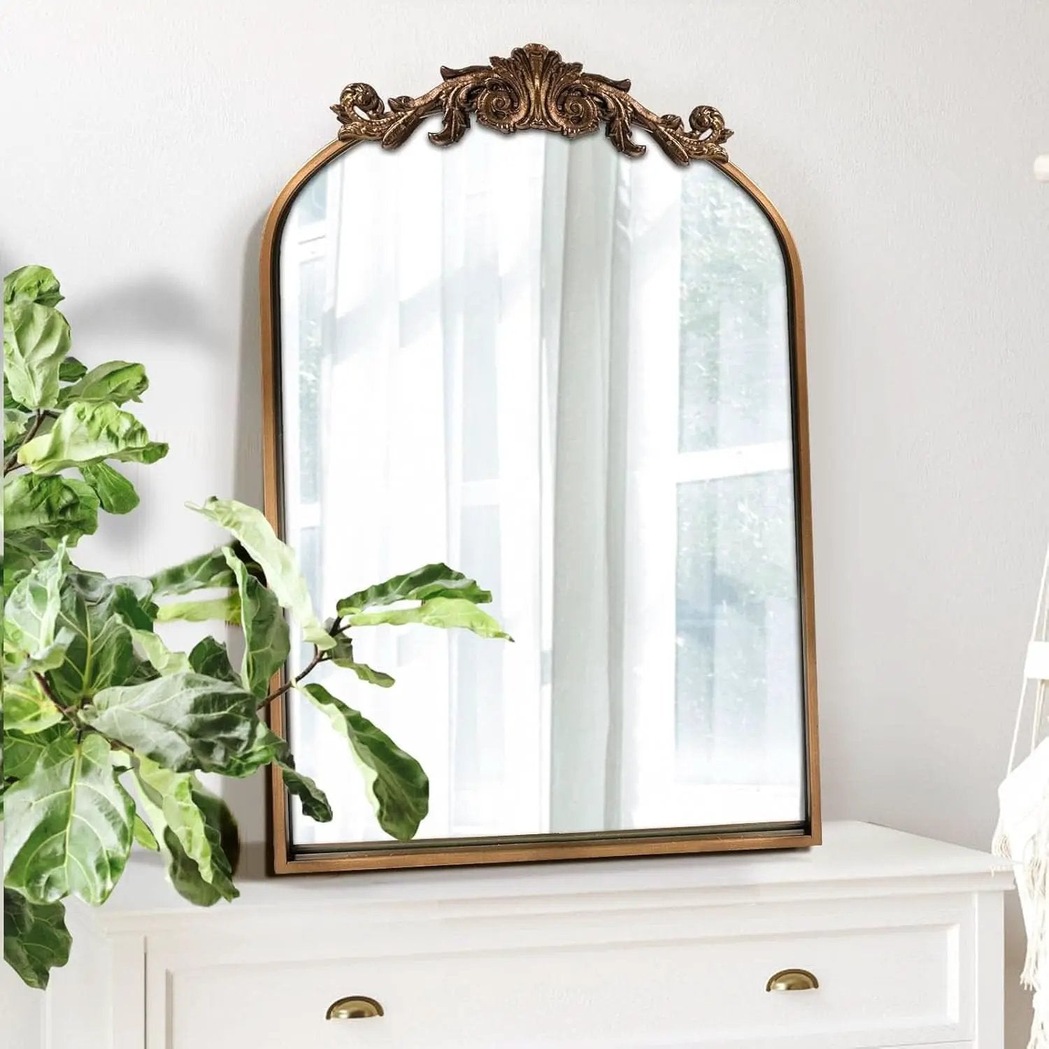 Antique Gold Baroque Arched Wall Mirror 19x27 Decor from PriceLows™