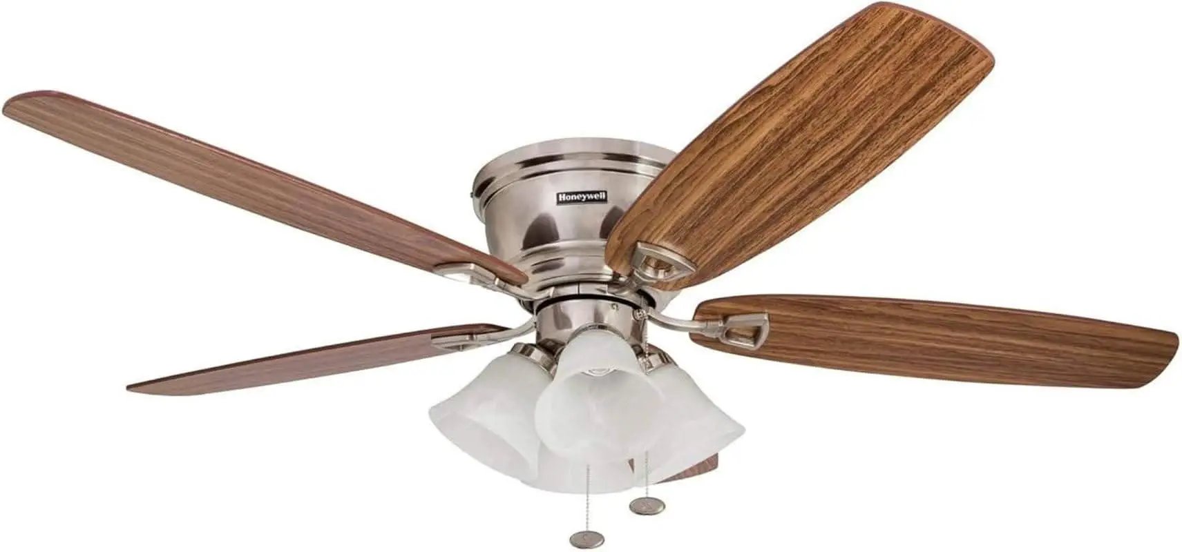 52 Inch Brushed Nickel LED Five Blade Ceiling Fan Light from PriceLows™