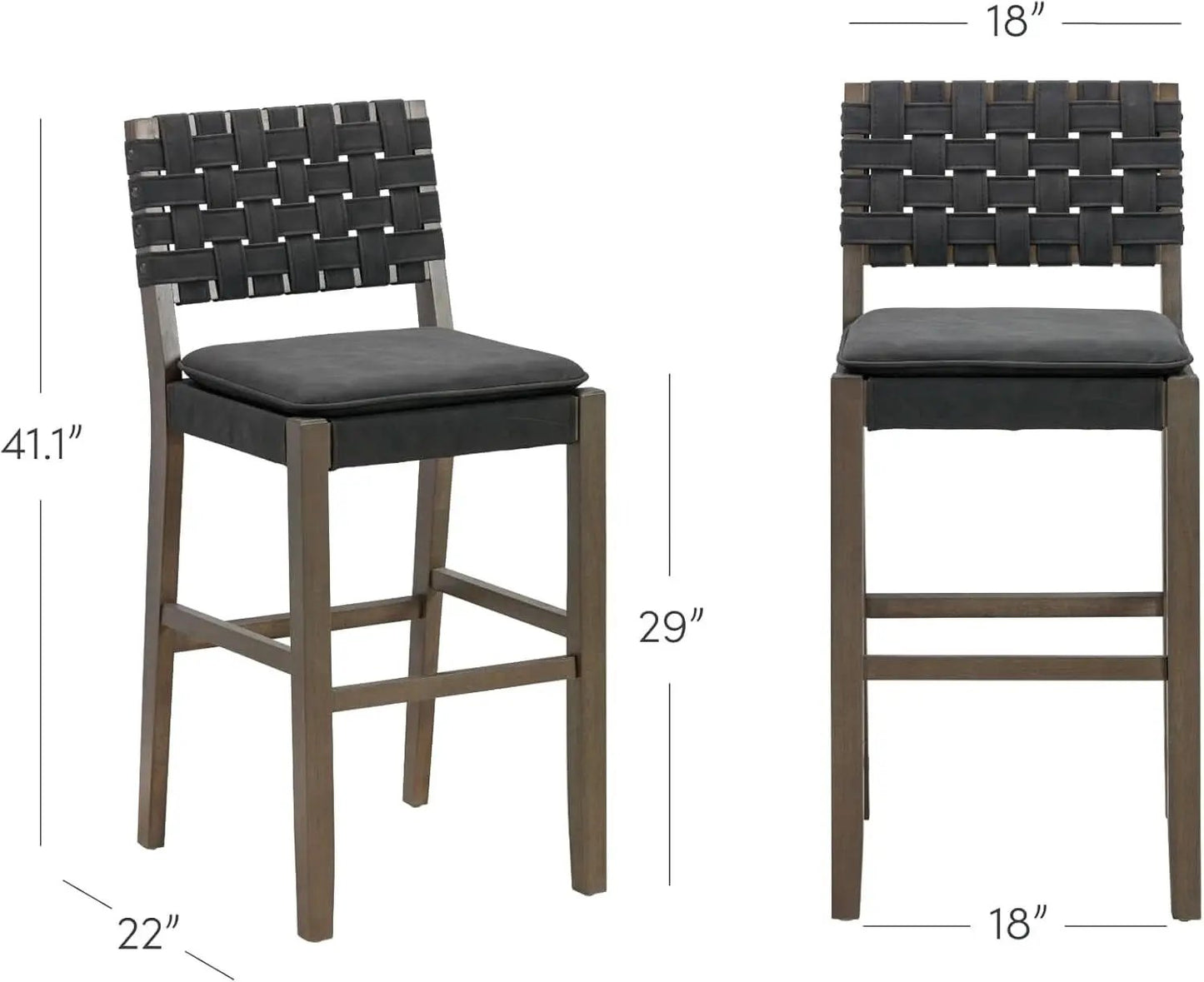 Cohen Mid Century Bar Stool 29 Inch Wood Black Faux Leather from PriceLows™