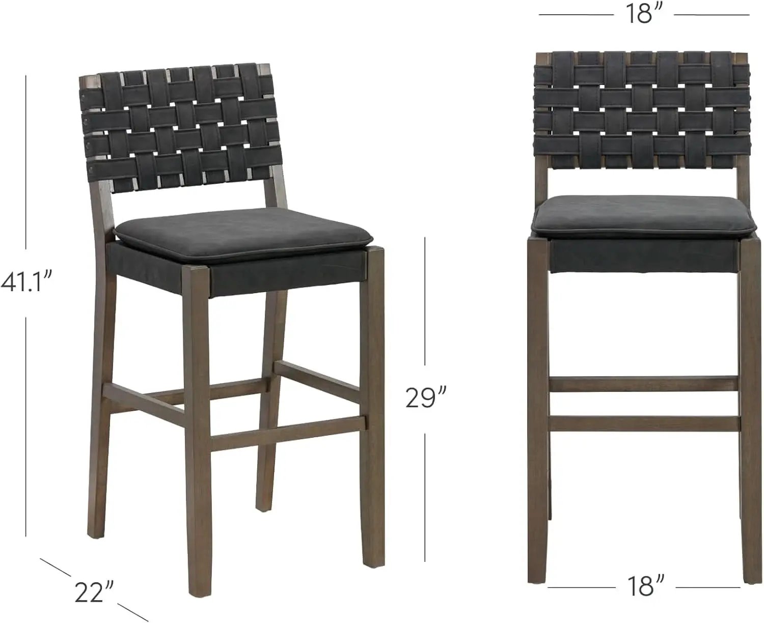 Cohen Mid Century Bar Stool 29 Inch Wood Black Faux Leather from PriceLows™