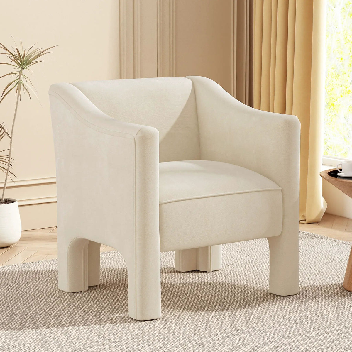 Barrel Accent Chair | Enclosed Wraparound Arms | Pill-Resistant Fabric | Ergonomic Support