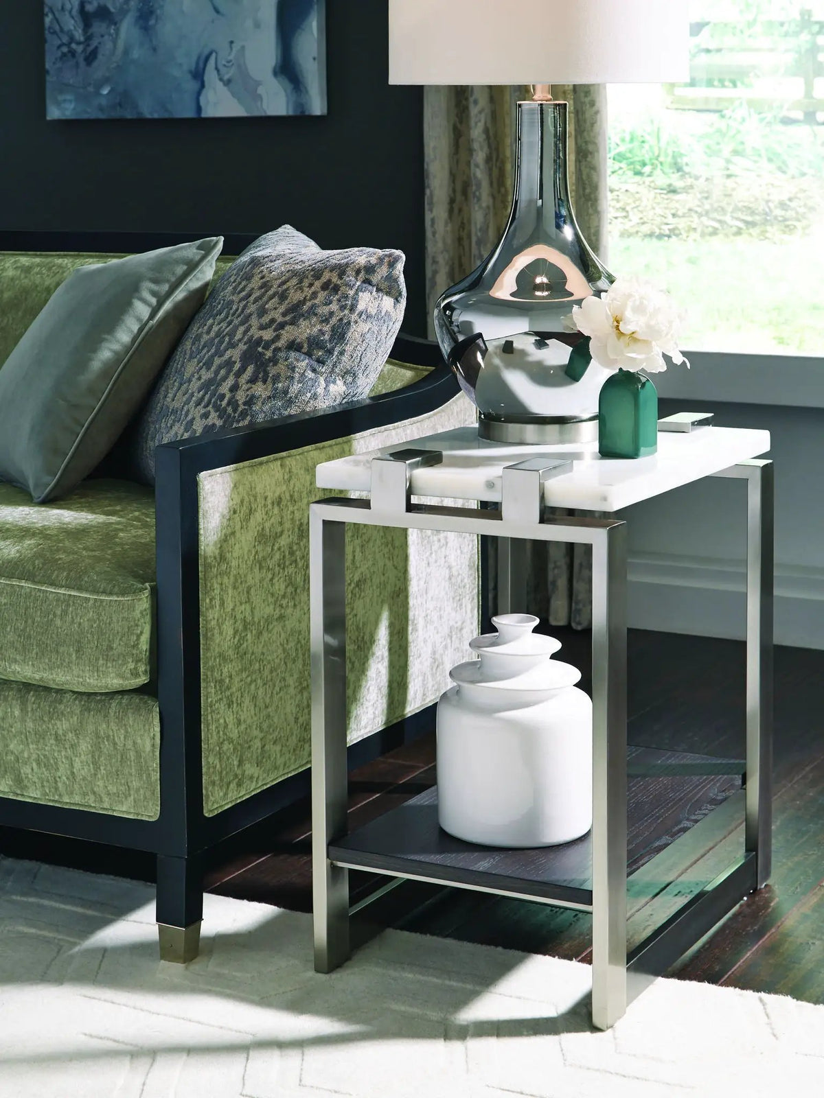 Paradox Rectangular End Table | 26 Inch Length | Modern Lifestyle Design | 24 Inch Height