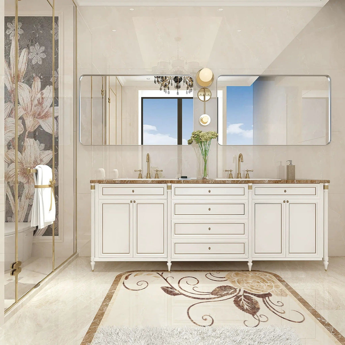 Rounded Corner Rectangle Bathroom Mirror For Wall Metal Frame Wall Mounted Bathroom | 39.76 x 29.92 x 1.97 in | Metal & Aluminum | Bathroom