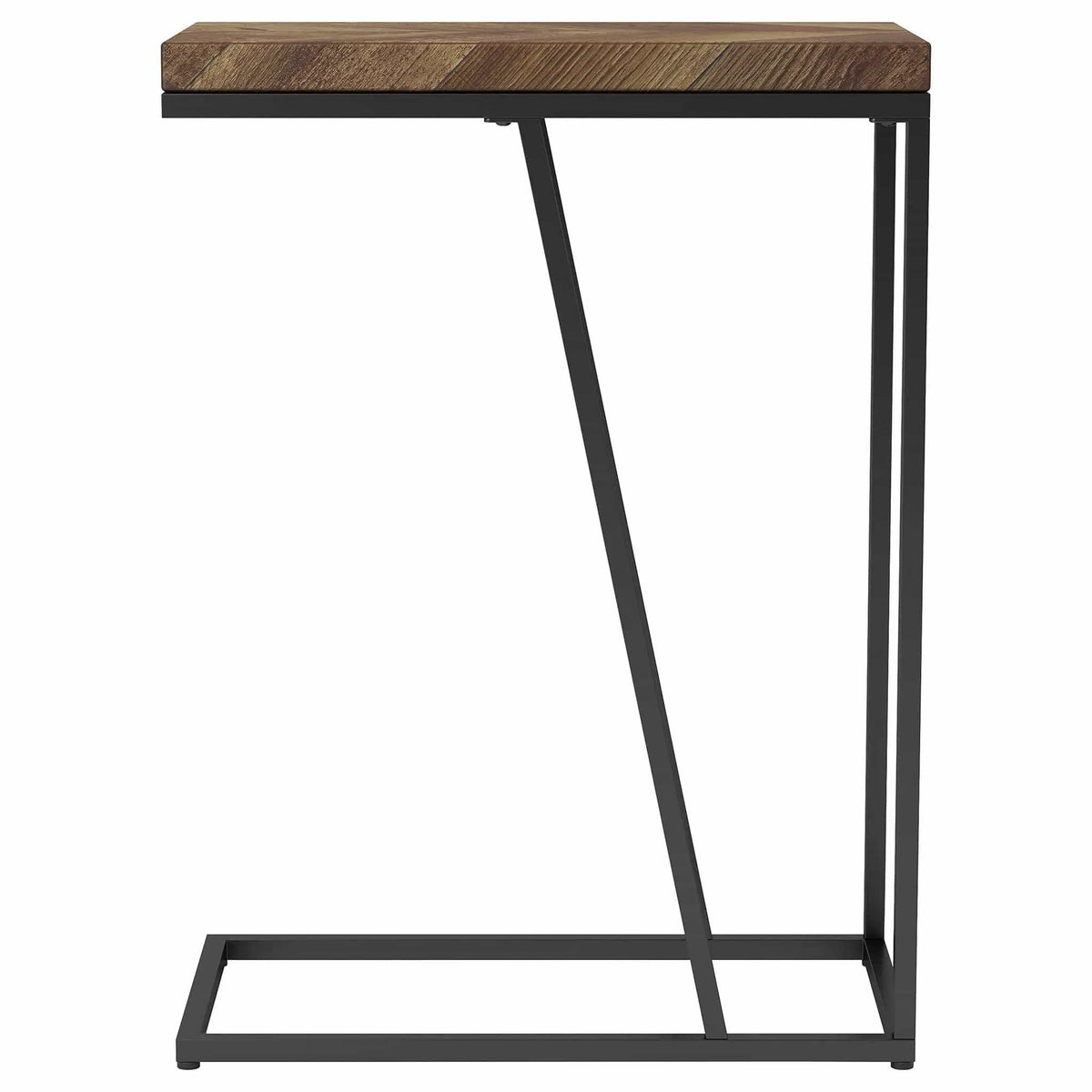 Sergio Engineered Wood C-Shaped Side Table Rustic Tobacco | 10 x 18 x 25 in | Engineered Wood & Metal | Home
