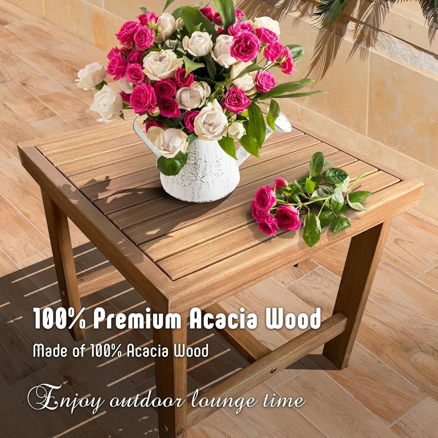 3 Piece Outdoor Patio Furniture Set Acacia Wood Cushioned Chairs And Coffee Table from PriceLows™