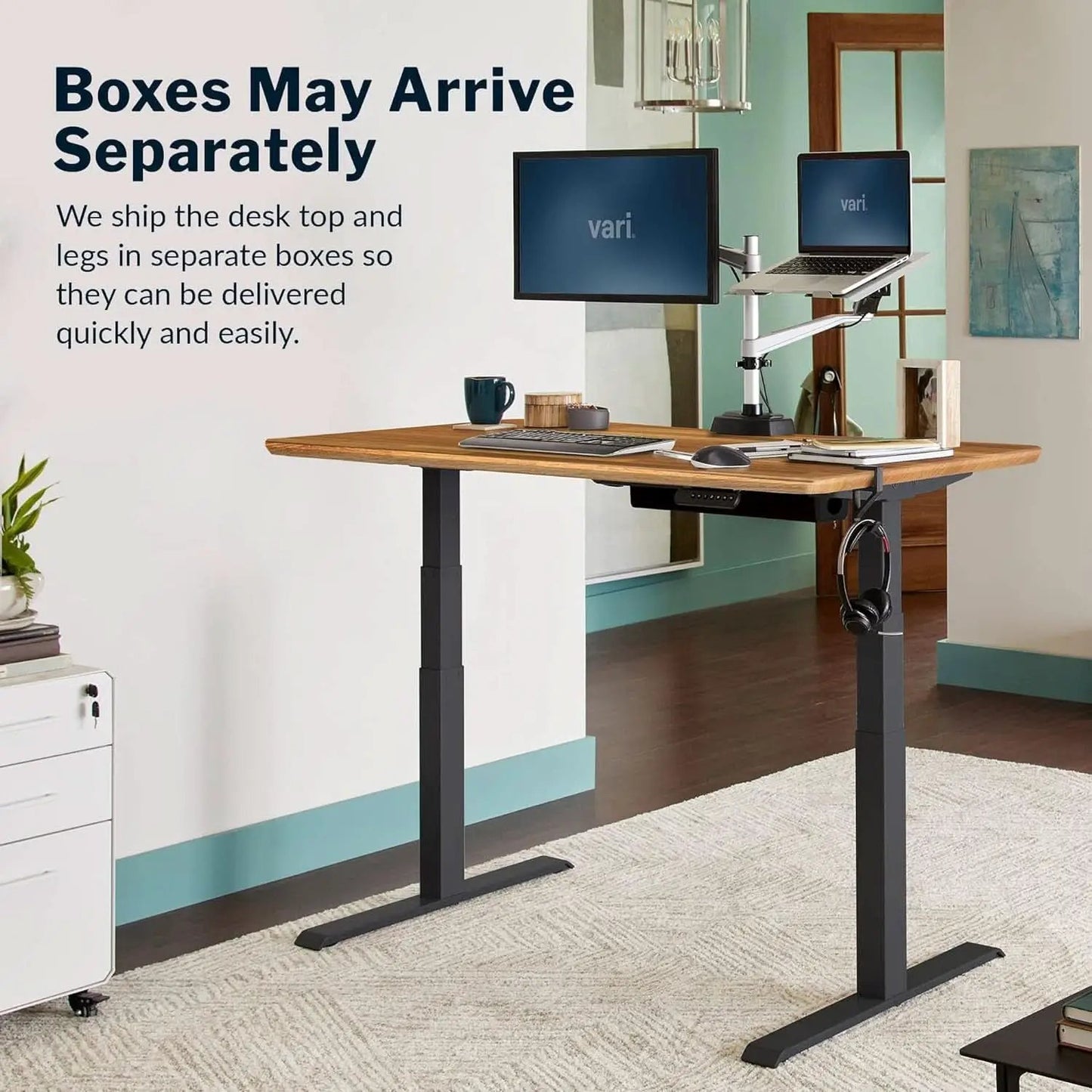 Electric Standing Desk 60 Inch With Butcher Block Top from PriceLows™