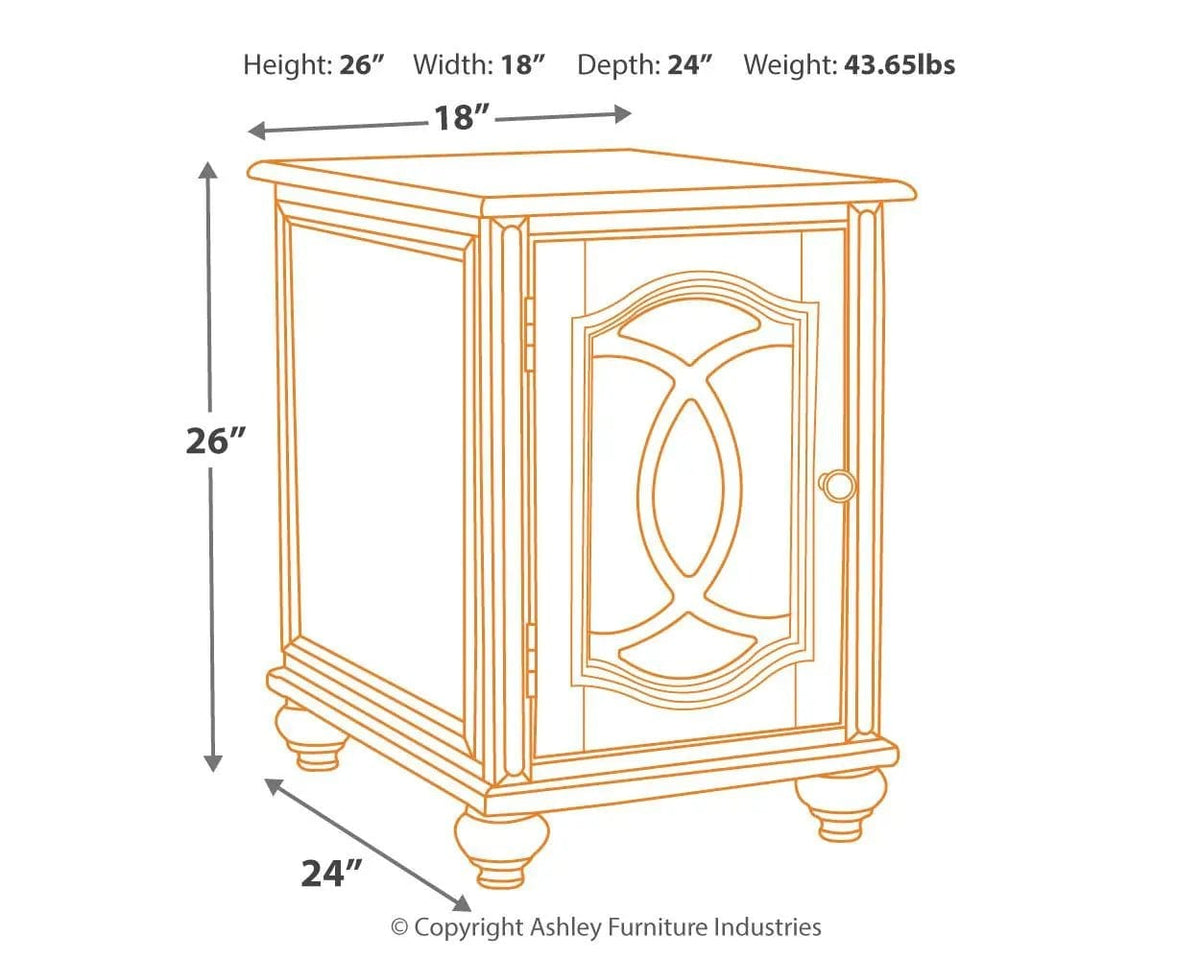 Realyn Chair Side End Table Insert Mirror | 18 x 24.13 x 25.25 in | Engineered Wood & Veneer | White / Brown