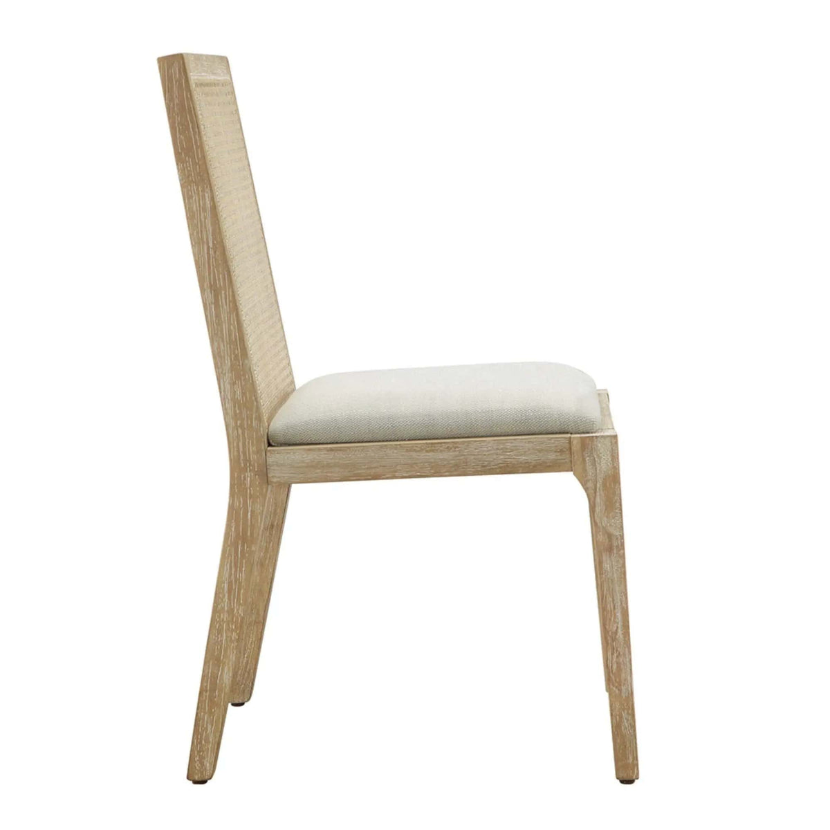 Dining Chair With Synthetic Cane Back And Upholstered Seat (Set of 2) - | Chair Set | Solid Wood | Natural