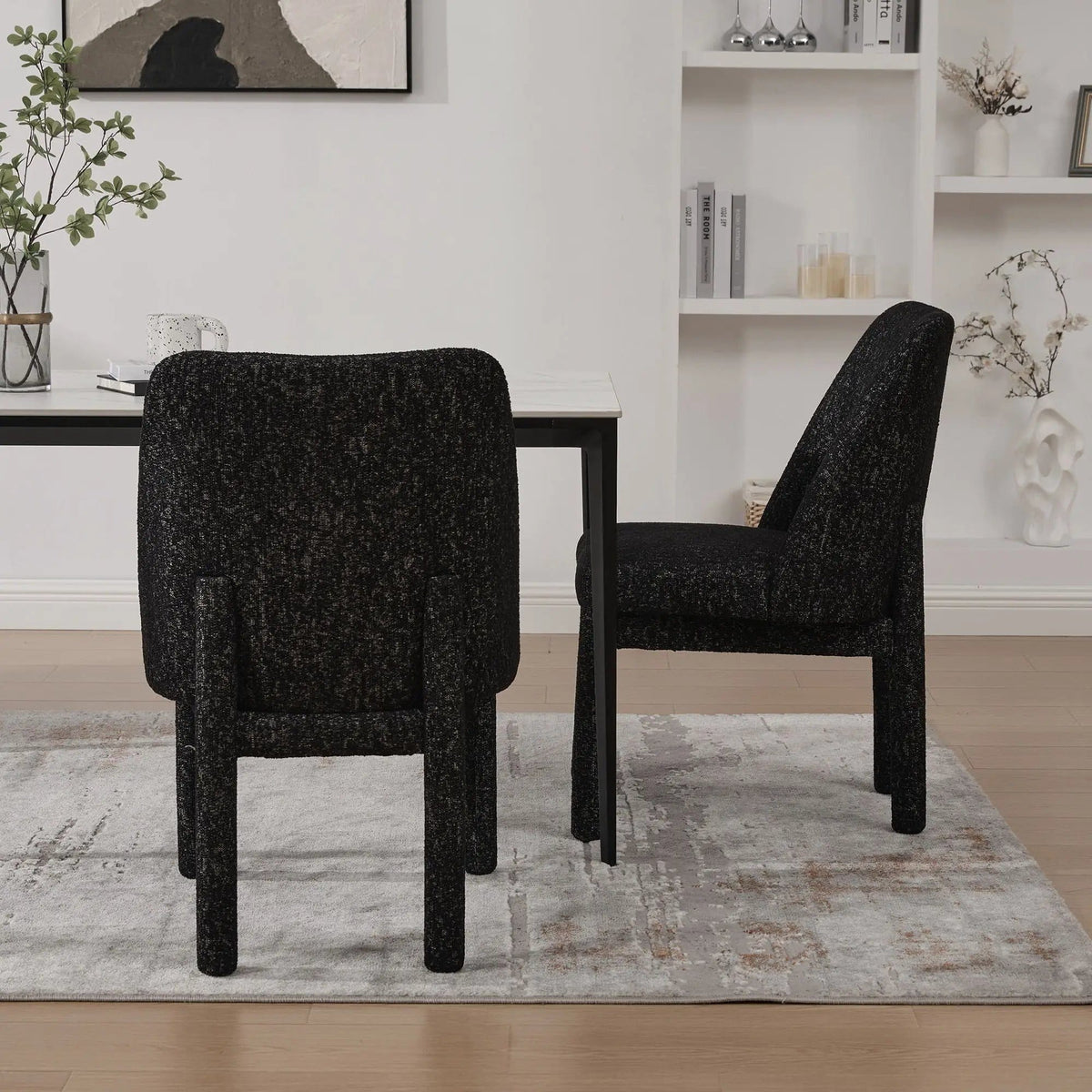 Wide Minimalist Dining Chair Chair Set | Chair Set | Rubberwood & Fabric | Dining Room