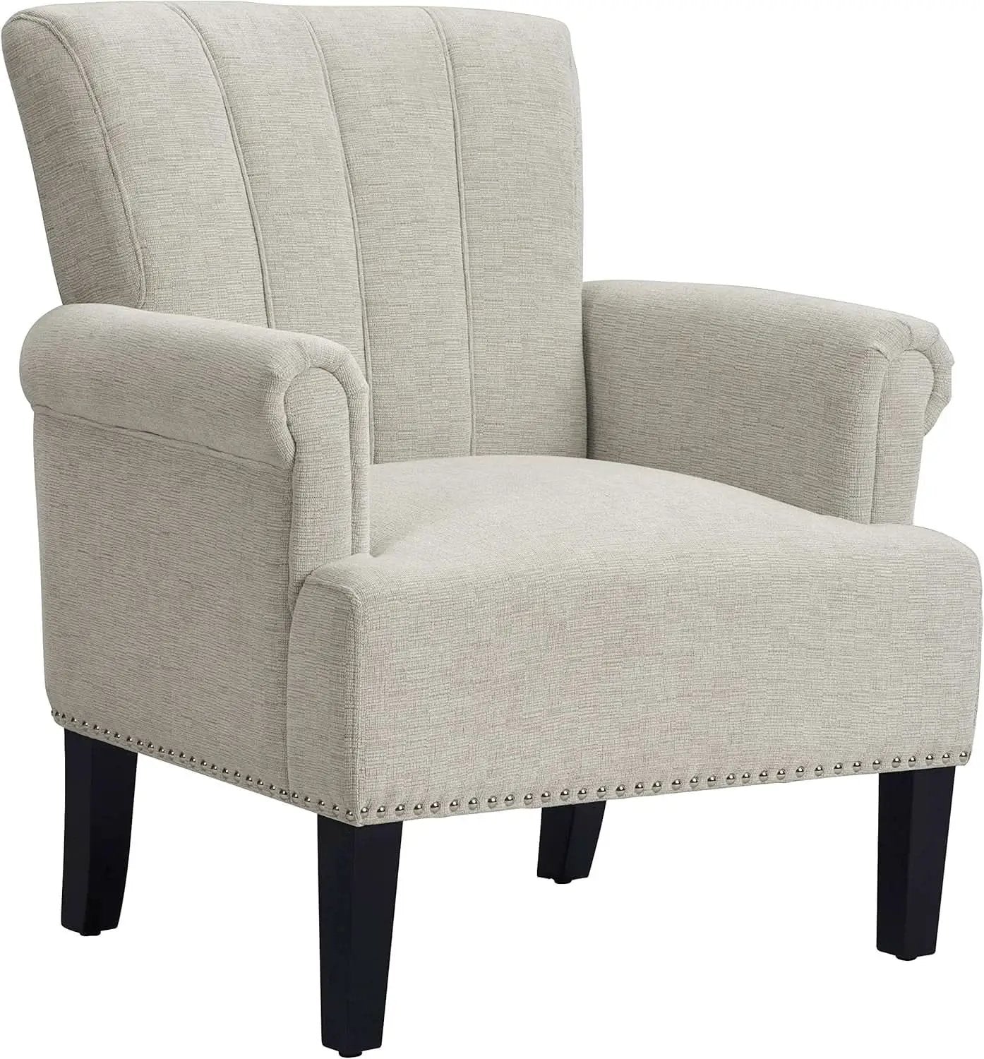 Cream Polyester Tufted Mid Century Upholstered Chair from PriceLows™