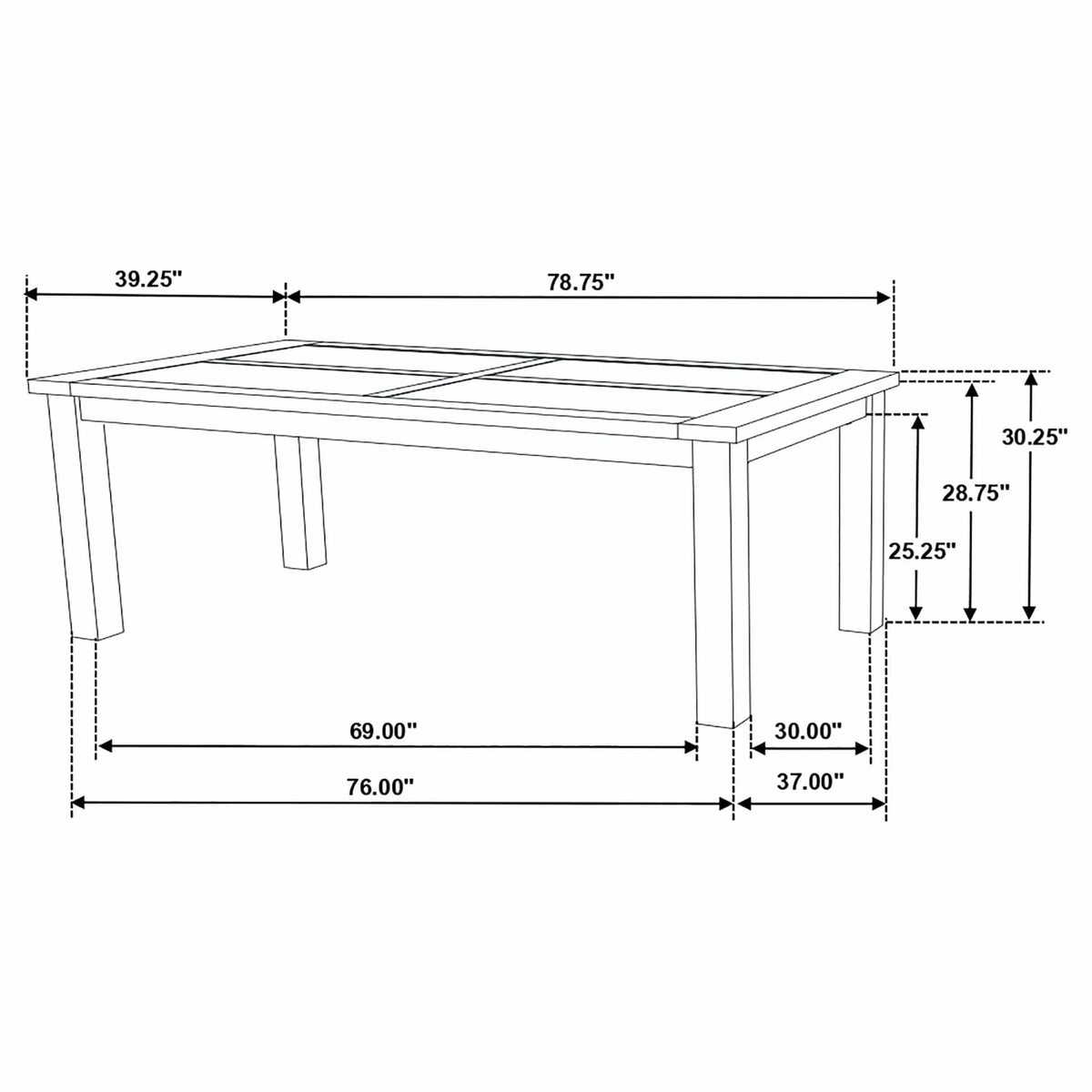 Coleman Rectangular 79-inch Dining Table Rustic Golden | 78.75 x 39.25 x 30.25 in | Dining Room Furniture | Brown