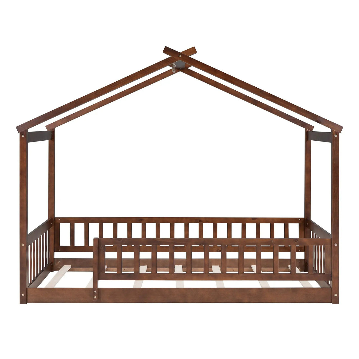 Kids Bed Frame | Playhouse Design | Roof And Fence | Toddler Size