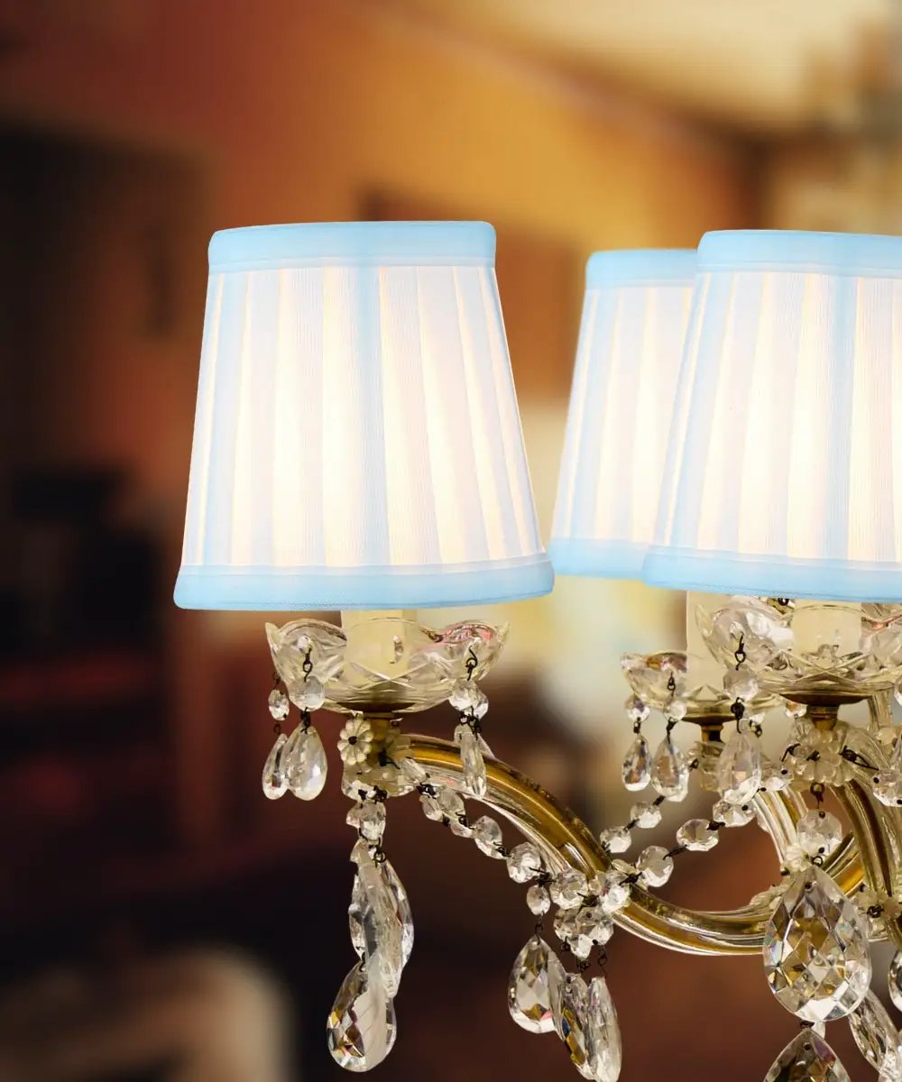 Candelabra Lamp Shades | Set Of 6 | White Pleated Clip On | 4W X 4H Down