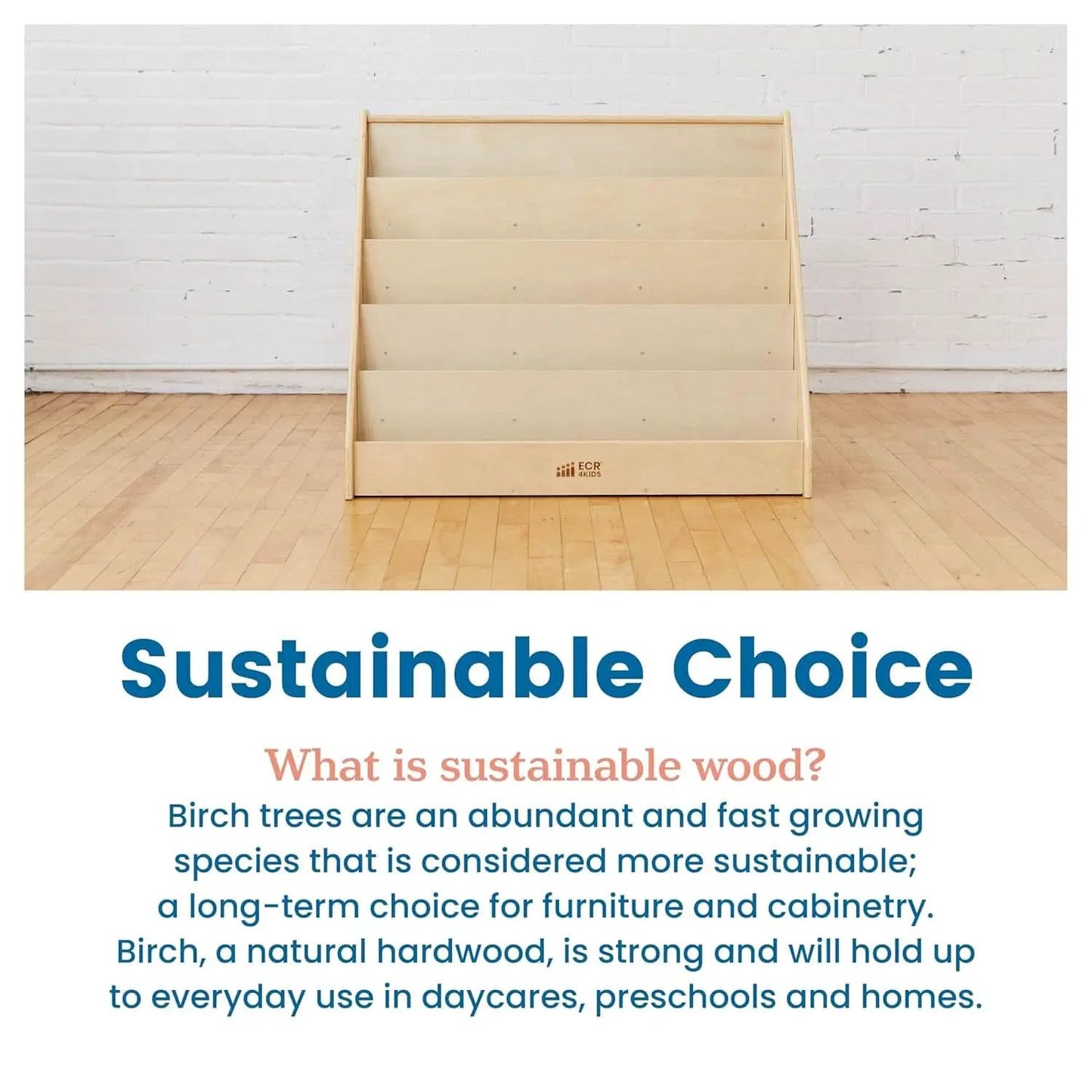 Natural Wood Single Sided Book Display Classroom Bookshelf from PriceLows™