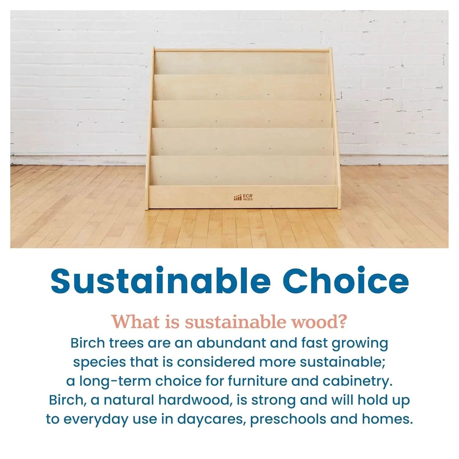 Natural Wood Single Sided Book Display Classroom Bookshelf from PriceLows™