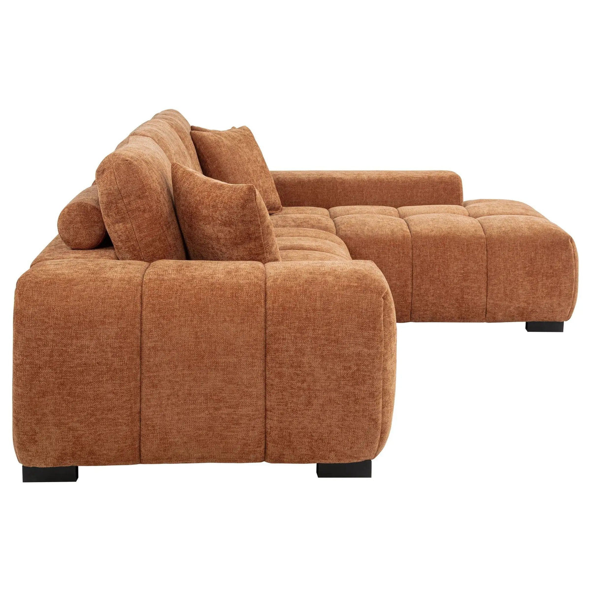 Octavia Upholstered Sectional Chaise Sofa | 119.25 x 79.5 x 35.5 in | Living Room Furniture | Orange