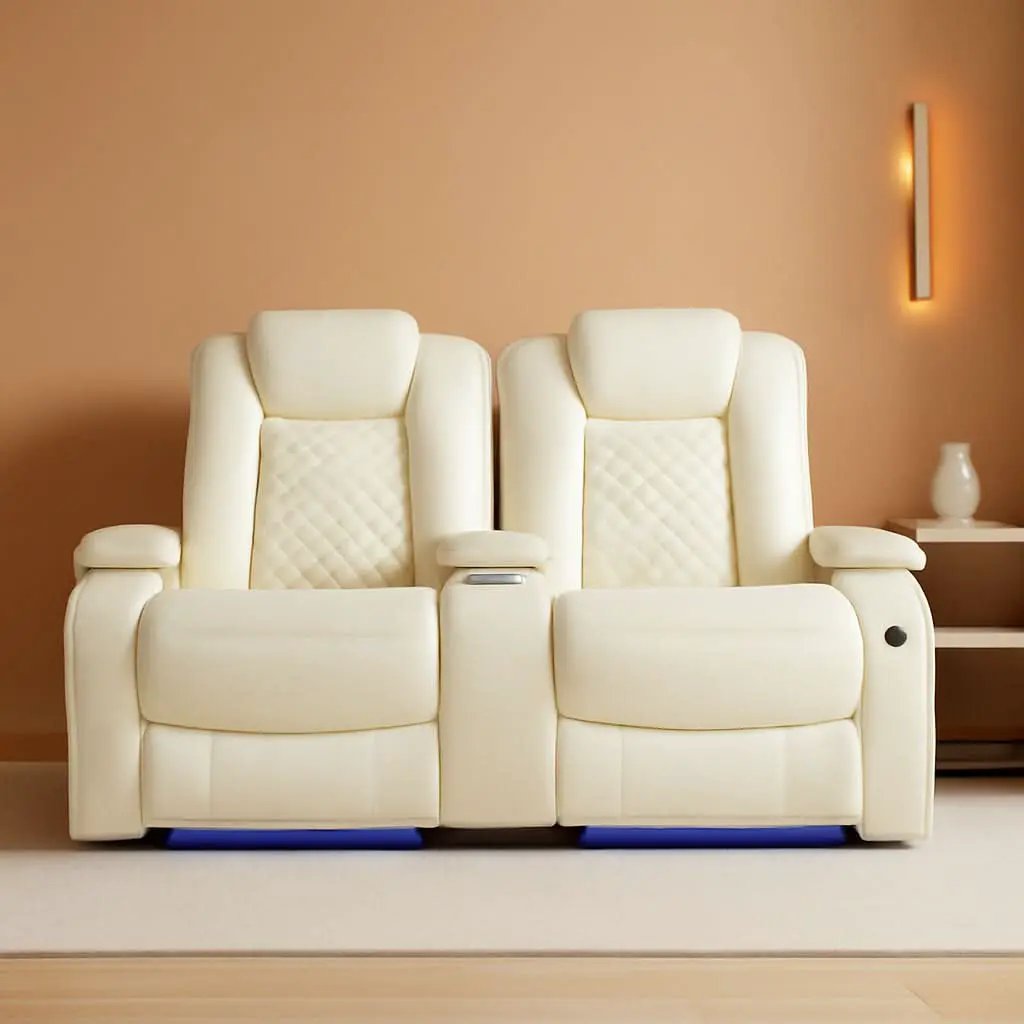 Living Room Set Leather Sofa Power Recliner Creamy White from PriceLows™