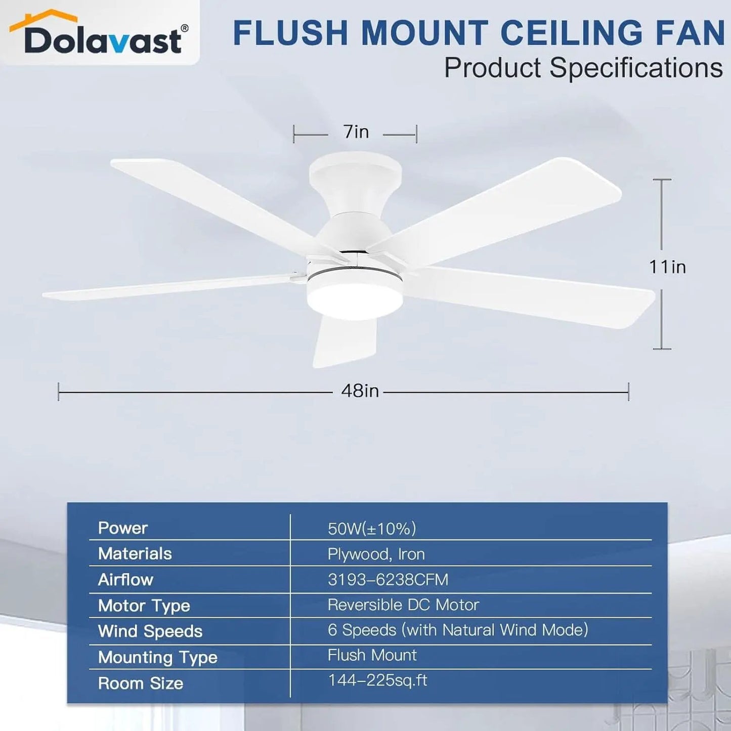 48 Inch White Ceiling Fan With Light And Remote DC Motor from PriceLows™