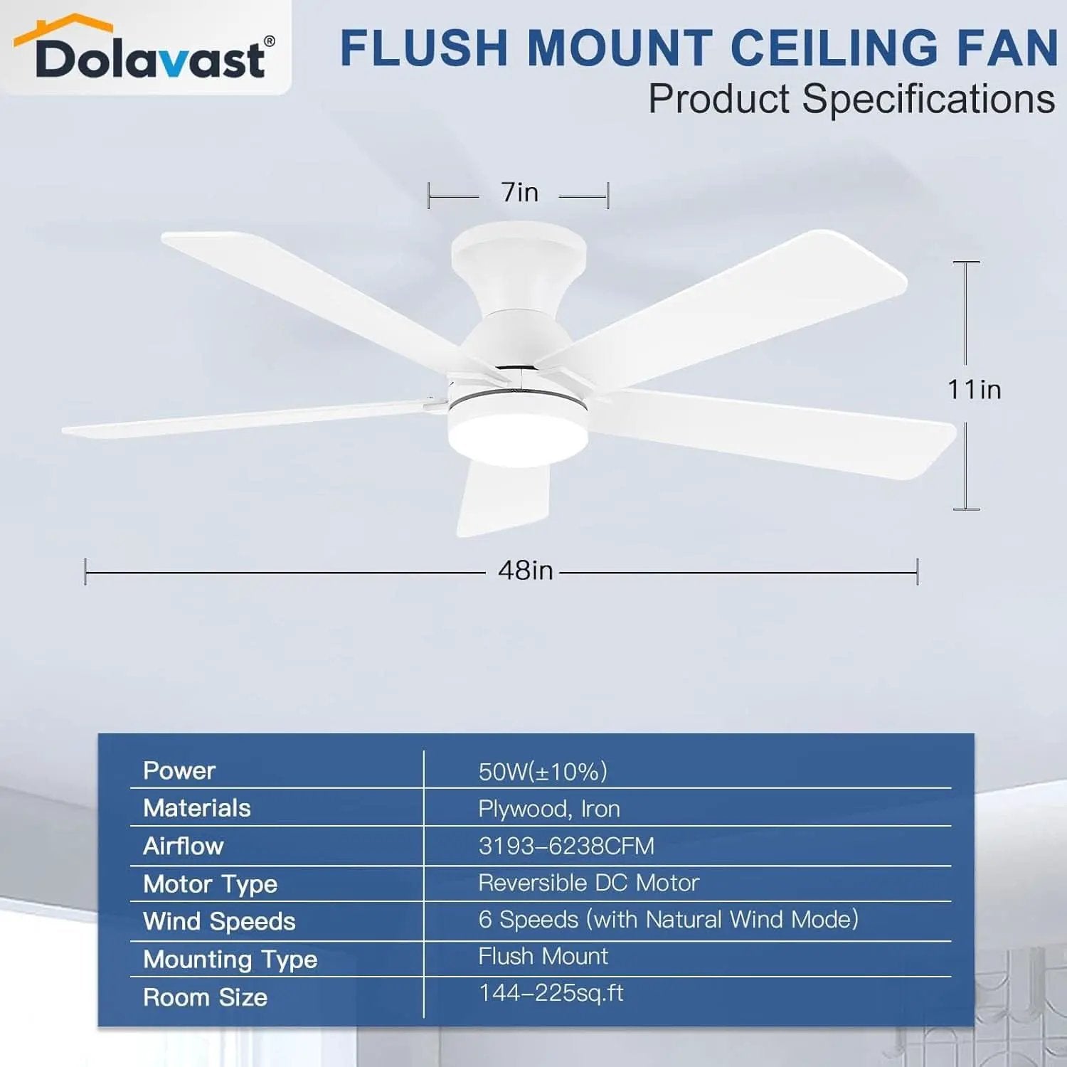 48 Inch White Ceiling Fan With Light And Remote DC Motor from PriceLows™