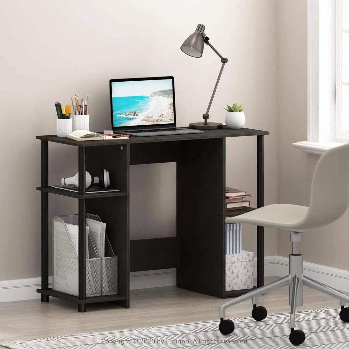 JAYA Computer Study Desk With Open Storage Espresso Finish from PriceLows™