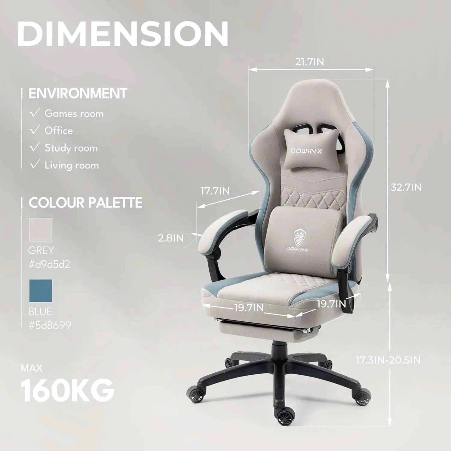 Grey Gaming Chair With Pocket Spring Cushion And Gel Pad from PriceLows™