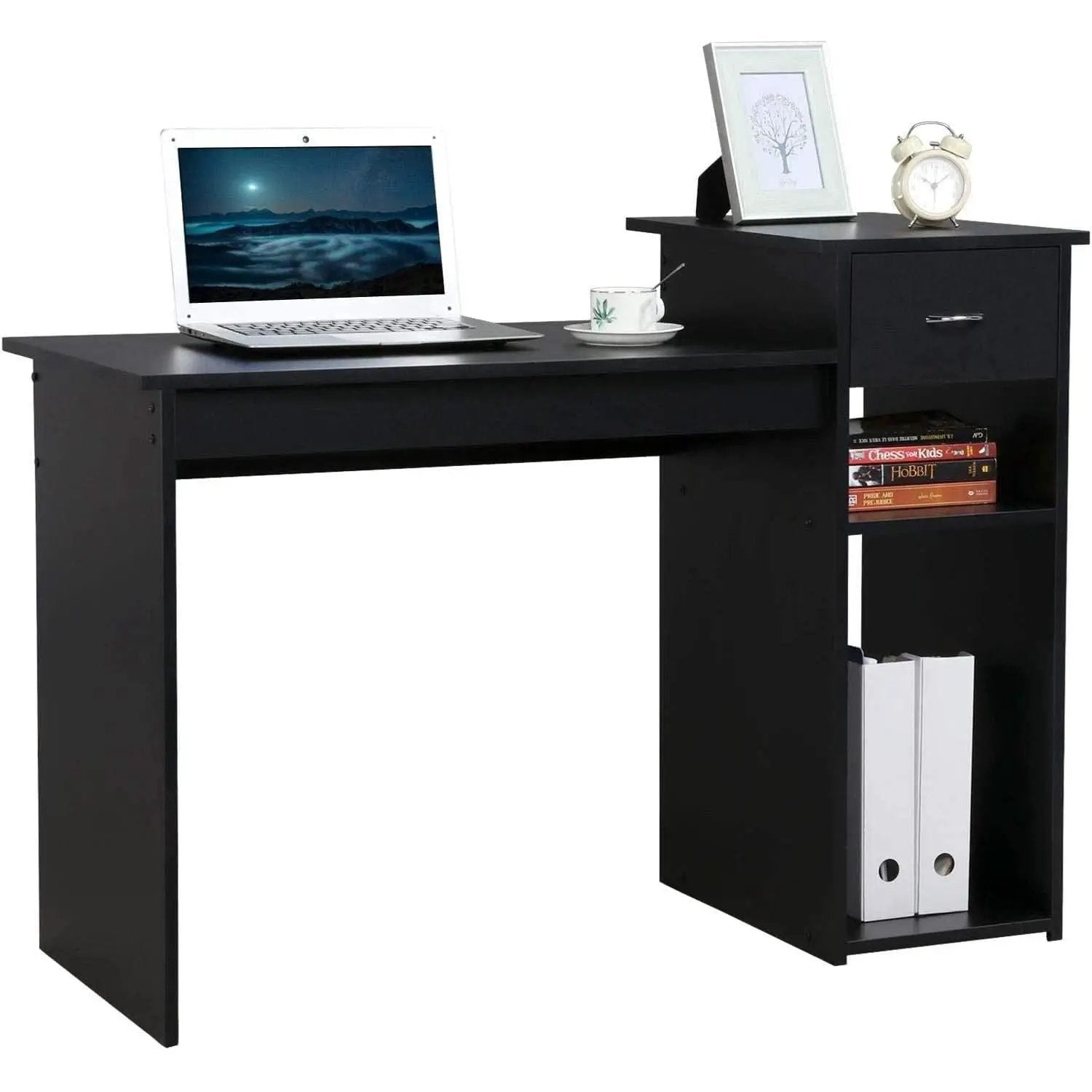 Black Wooden Computer Desk With Storage Drawer Cpu Stand from PriceLows™