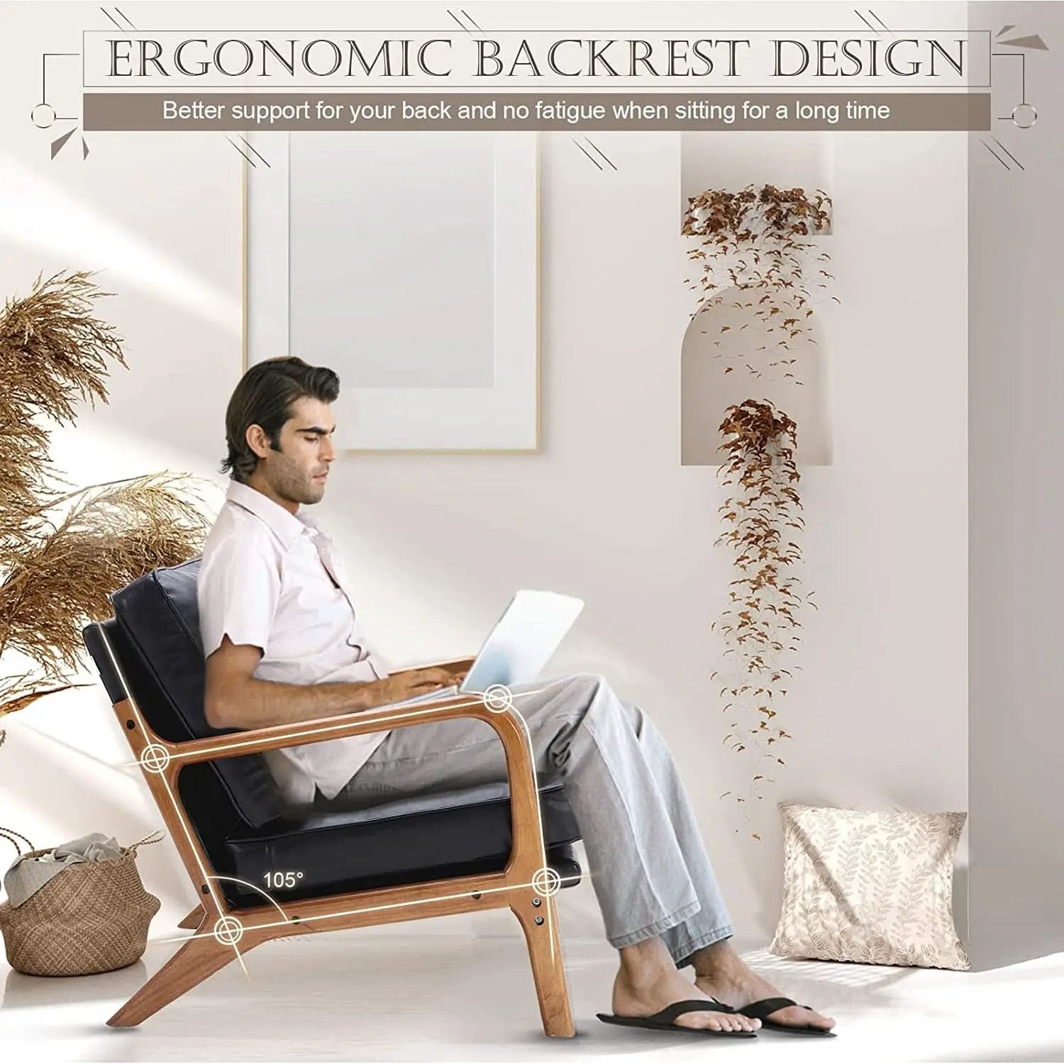 Modern Black Accent Chair With Thick Cushioned Seat from PriceLows™