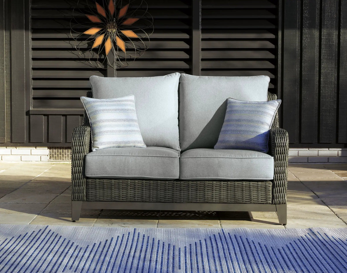 Elite Park Outdoor Loveseat | Gray | Cushion Included | 47.5 Inch Seat Width