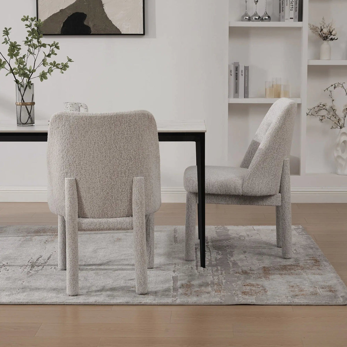 Wide Minimalist Dining Chair Chair Set | Chair Set | Rubberwood & Fabric | Dining Room