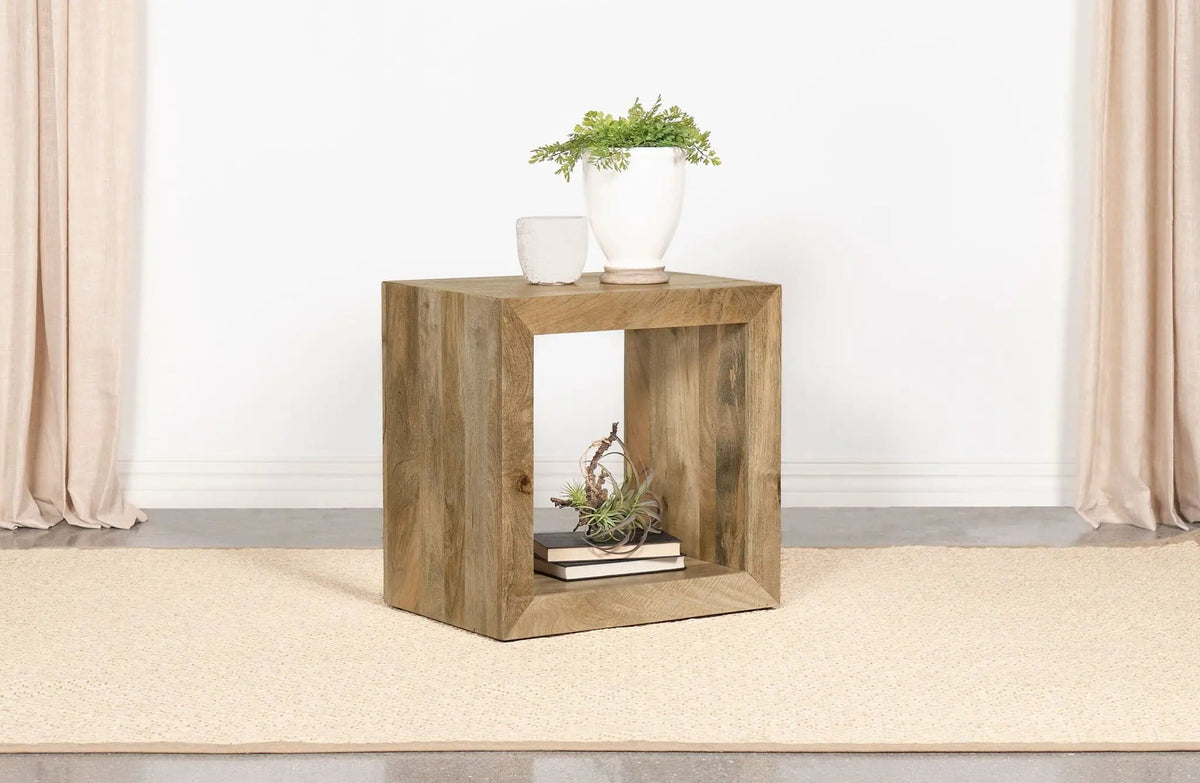 Benton Rectangular Solid Wood End Table | 22 x 16 x 22 in | Mango Wood | Natural