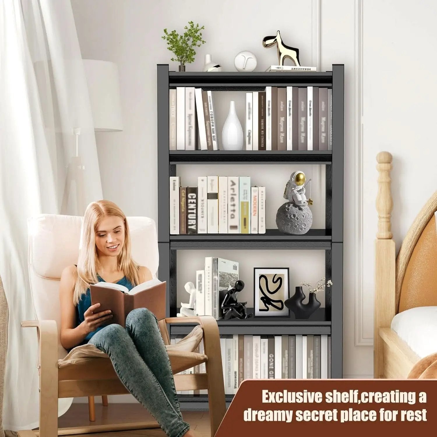 72 Inch Tall Industrial Metal Freestanding Bookshelf from PriceLows™