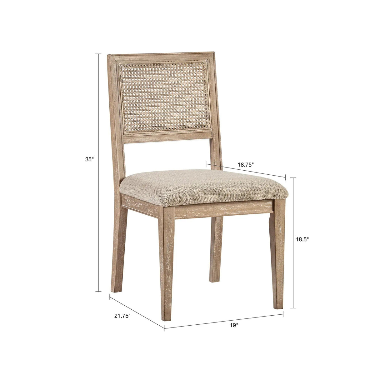 Modern Armless Dining Chair With Cane Back (Set of 2) | Chair Set | Solid Wood | Dining Room