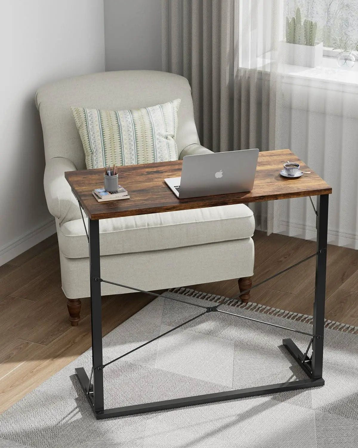 31.5 Inch Collapsible Tray Desk Rustic Brown Premium Finish from PriceLows™