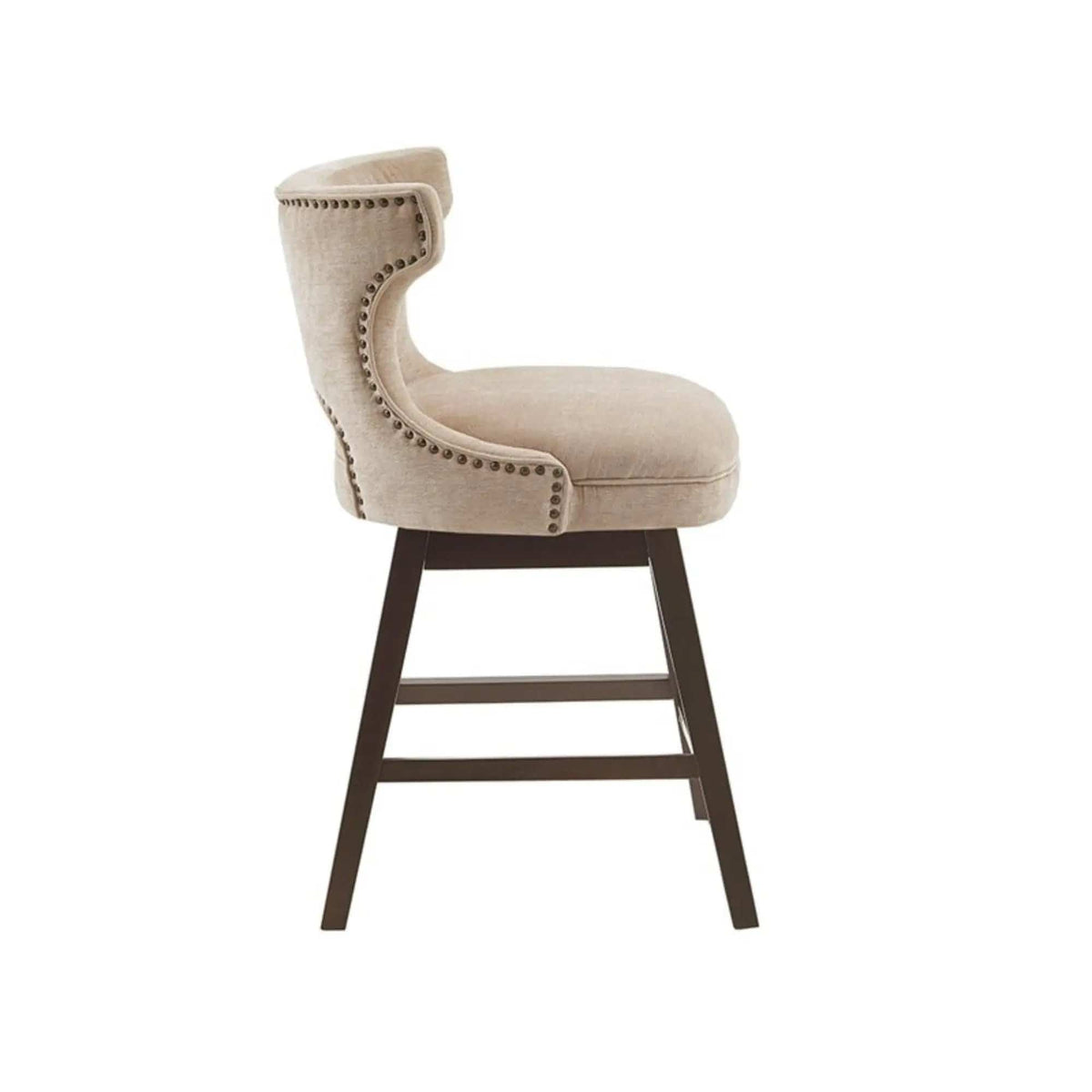 360 Degree Swivel Counter Stool With Silver Detailing Counter Height (24"-27") | 22 x 21 x 37 in | Solid Wood & Fabric | Home