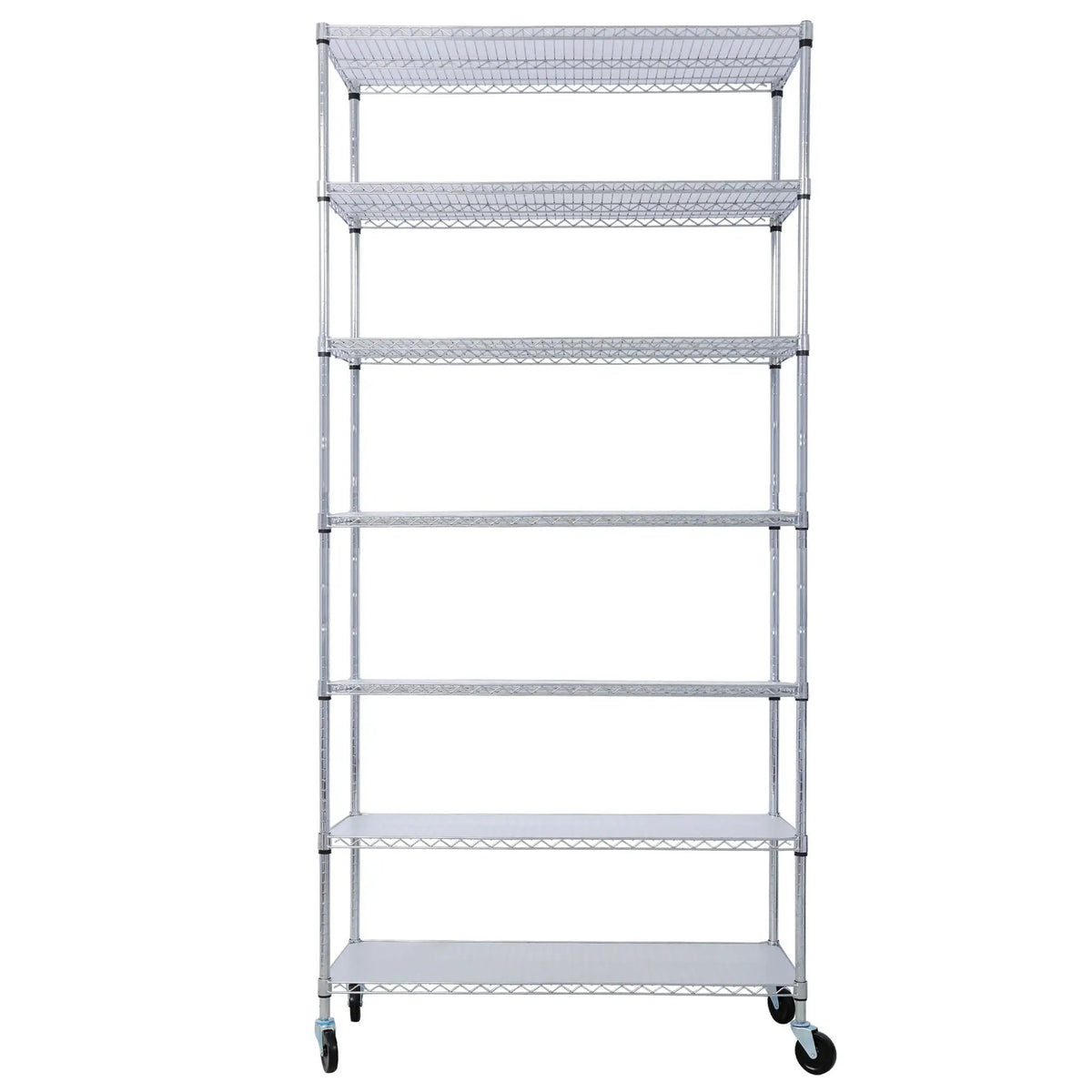 7 Tier Wire Shelving Unit | 2450 Lb Capacity | Adjustable 1 Inch Increments | Wheels Included