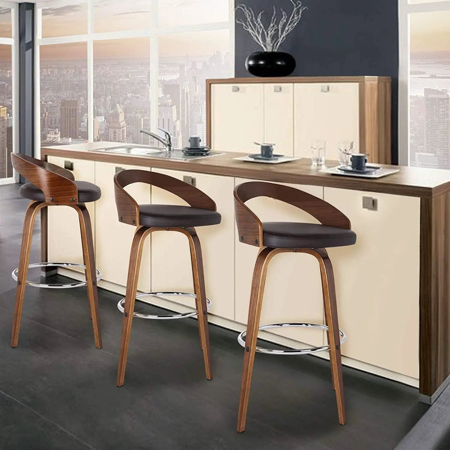 Sonia 26 Inch Counter Height Bar Stool Walnut Brown from PriceLows™