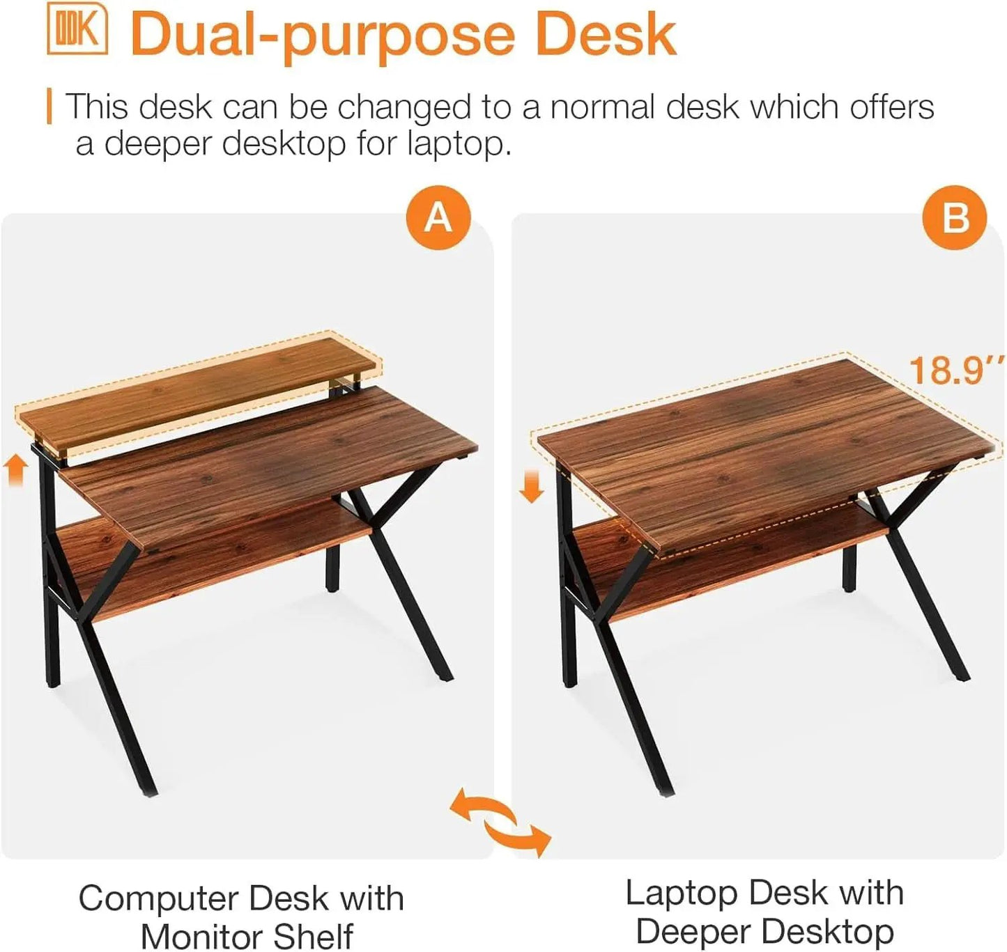 Espresso 27.5 Inch Compact Desk With Monitor Stand from PriceLows™
